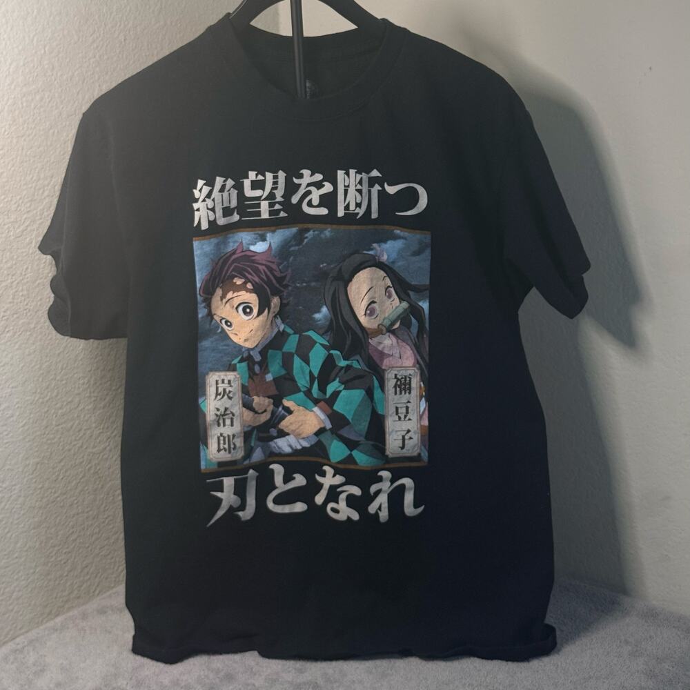 Demon Slayer Graphic T-Shirt Men Large Black Anime Tanjiro Nezuko Manga Tee